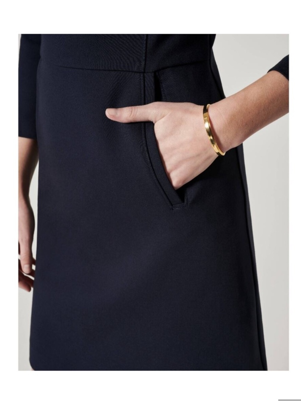 NWT SPANX THE PERFECT A-Line 3/4 Sleeve Shift Dress Black Large Orig $200 - Picture 5 of 7
